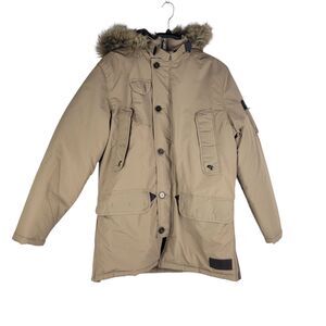 Rocawear Jacket Men’s size Large Faux Fur Lined Hooded Parka Tan NWT $149